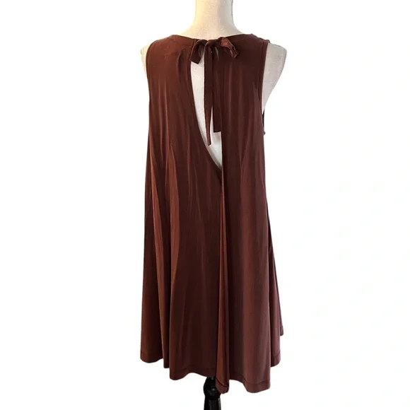 LOFT Lou & Grey Casual Sleeveless Keyhole Wrap Back Swing Dress SZ S in Brown - Picture 5 of 8
